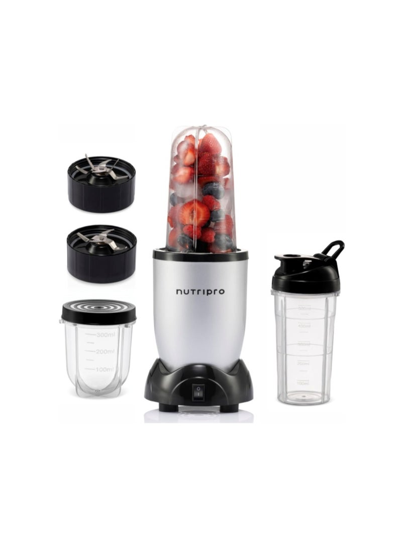 nutripro خلاط نوتري برو 500 واط | عصارة ومطحنة وجهاز صنع العصائر (فضي، 3 جرار) - ضمان لمدة عام - Image 1