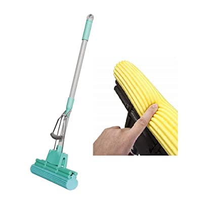 APURK Squeeze Sponge Mop Floor Cleaning Squeeze Mop with Adjustable Telescopic Stainless Steel Handle Squeegee Absorber Sponge Cleaner for Home Kitchen Bathroom Multicolor - Image 1