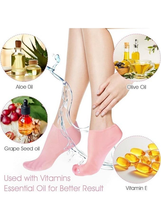 HIMJA Silicone Socks, Silicone Moisturizing Socks Aloe Socks Silicone Gel Heel Socks for Women Men Dry Cracked Foot Skin (2) - Image 3
