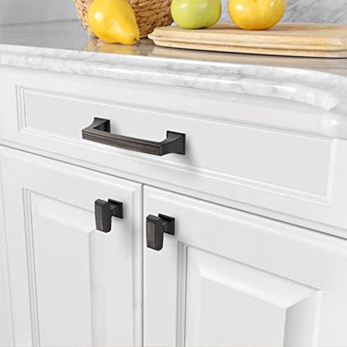 Amerdeco 10 Pack Oil Rubbed Bronze Cabinet Pulls 3-3/4 Inch(96mm) Hole Center Cabinet Hardware Kitchen Cabinet Handles for Bathroom Drawer Pulls Dresser Pulls ZH0010 - Image 3