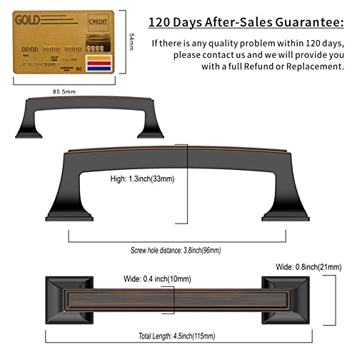 Amerdeco 10 Pack Oil Rubbed Bronze Cabinet Pulls 3-3/4 Inch(96mm) Hole Center Cabinet Hardware Kitchen Cabinet Handles for Bathroom Drawer Pulls Dresser Pulls ZH0010 - Image 5