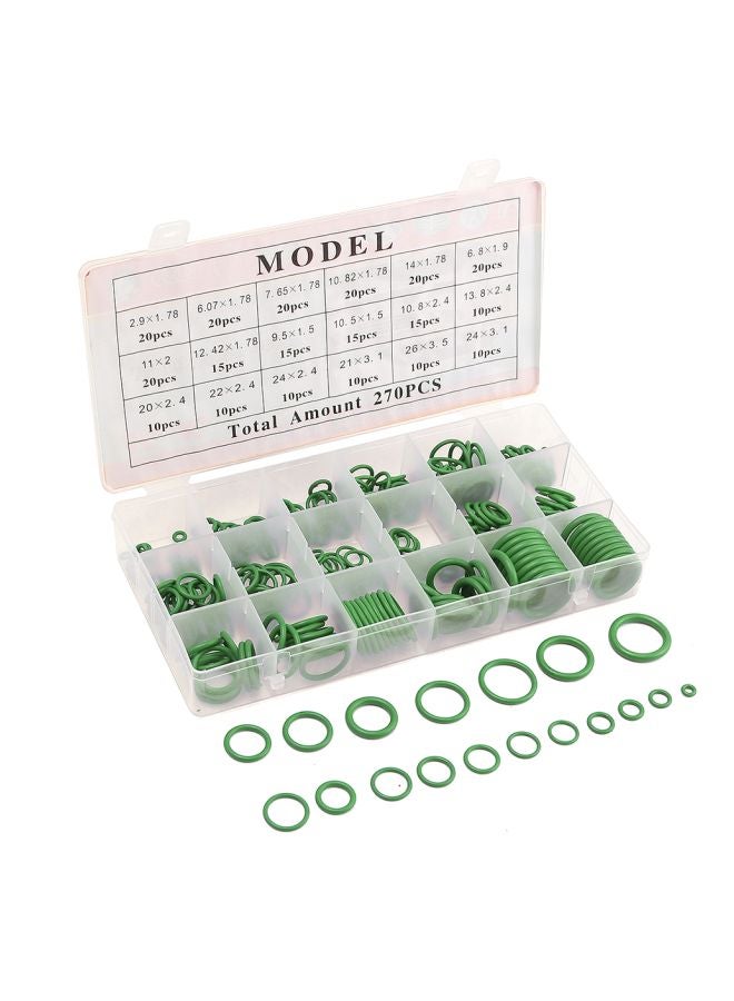 Loquat 270-Piece Rubber O-Ring Set With Storage Box Green/Clear - Image 3