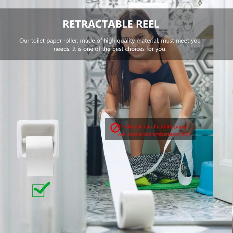 2Pcs Retractable Toilet Paper Holder Durable Design Easy Paper Replacement For Bathroom - Image 5