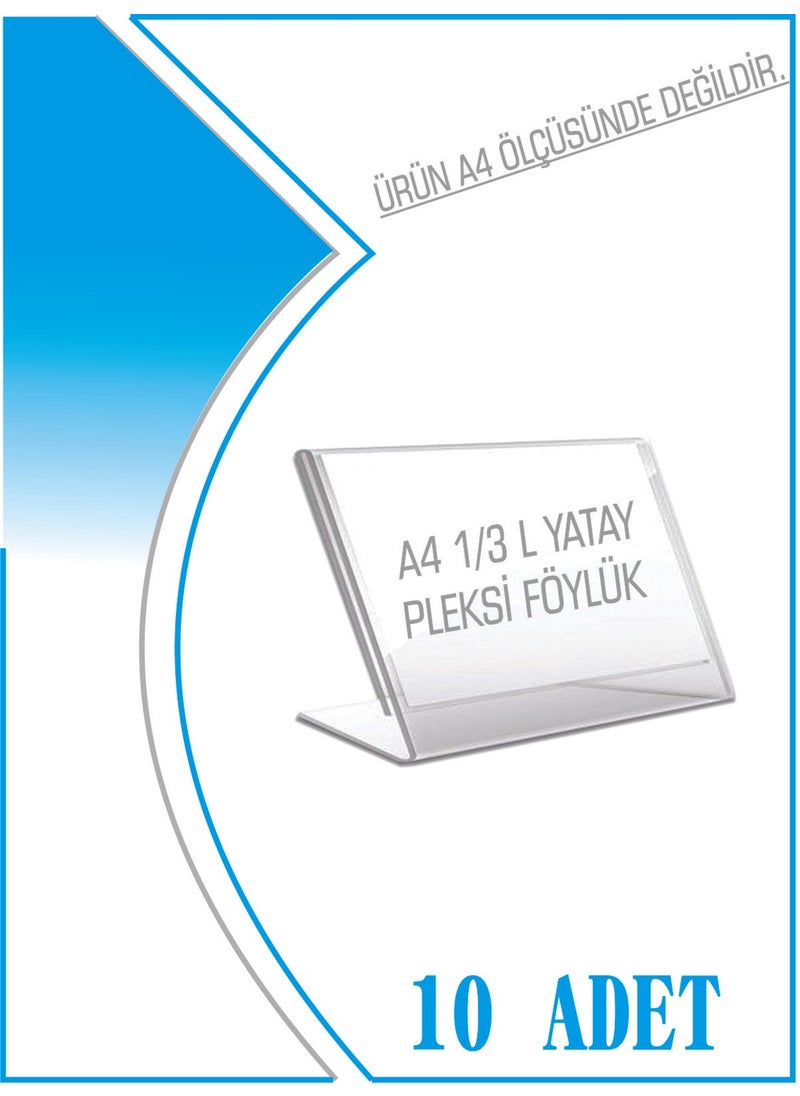 KRC Kıraç - L Type 1/3 A4 Paper Size Horizontal Plexiglass Leaflet Holder 10 Pieces - Image 1