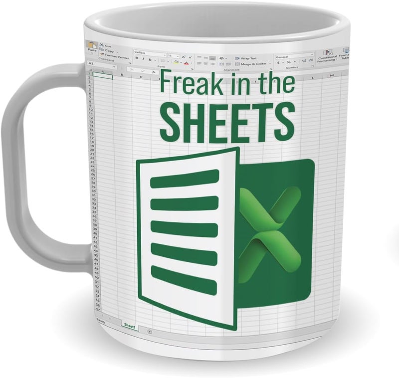 LPVLUX Freak In The Sheets Mug, Funny Spreadsheet Mug Great Gifts For Coworkers, Accounting, Boss, Friend Gifts Christmas, Birthday, New Year Day, Shortcut Mug - Image 2