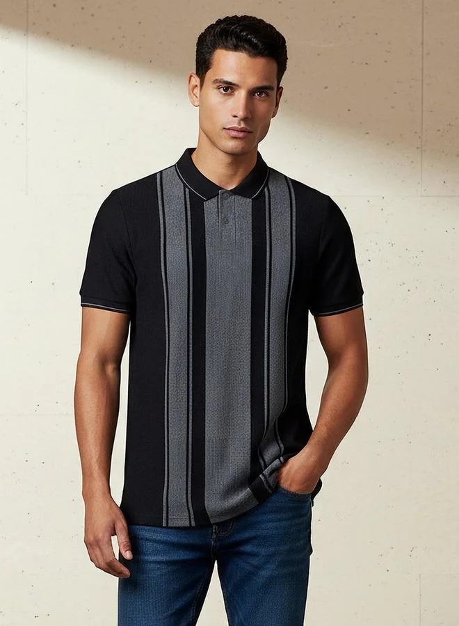 Splash FAV Men Short Sleeves Striped Polo T-shirt