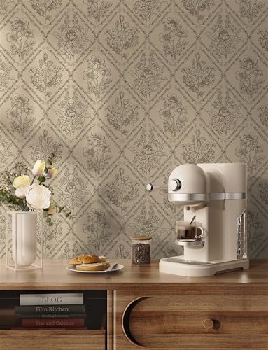 Toduso Peel and Stick Wallpaper Vintage Wall Paper Boho Contact Paper Neutral Removable Wallpaper for Kitchen Bathroom Bedroom Floral Waterproof Self Adhesive Vinyl Drawer Decor 17.3"x78.7" - Image 3