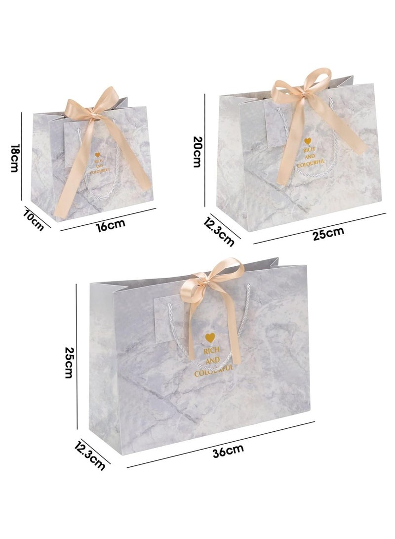 KASTWAVE 6 pcs Luxury Gift Bags Multipack with Tags, Gold/Silver Ribbon, Perfect for Birthday Gift Bags Weddings Parties Celebrations - 3 Sizes - Image 3
