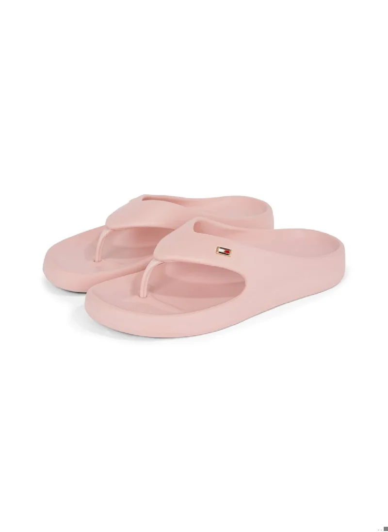 TOMMY HILFIGER Women's Enamel Flag Contoured Flip-Flops - EVA - Vinyl, Pink