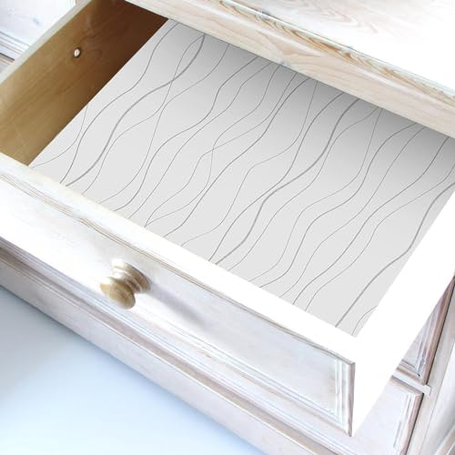 RedChimes Self-Adhesive Wallpaper Waterproof Old Furniture Vinyl Stickers Wooden Door Wardrobe Desktop PVC Wall Papers 45 X 304 CM- (Grey Wave Lines) - Image 2