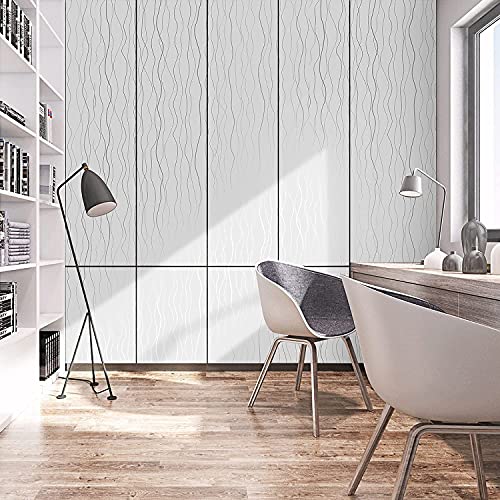 RedChimes Self-Adhesive Wallpaper Waterproof Old Furniture Vinyl Stickers Wooden Door Wardrobe Desktop PVC Wall Papers 45 X 304 CM- (Grey Wave Lines) - Image 3