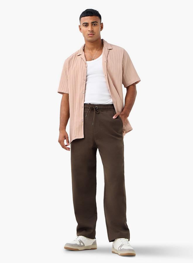 Splash FAV Regular Fit Dobby Textured Shirt with Camp Collar and Short Sleeves - Image 2