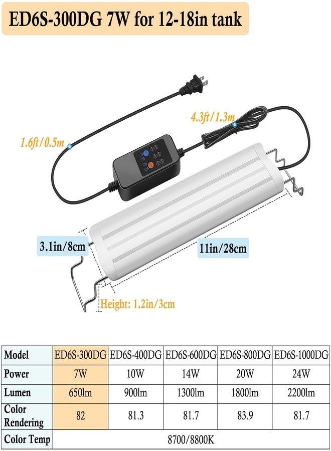 HITOP 12-18in Full Spectrum LED Aquarium Light with Timer, Auto 24/7 Lighting Cycle& 10-Level Brightness Adjustment, Fish Tank Light for Plant Growth, with Extendable Brackets - Image 2