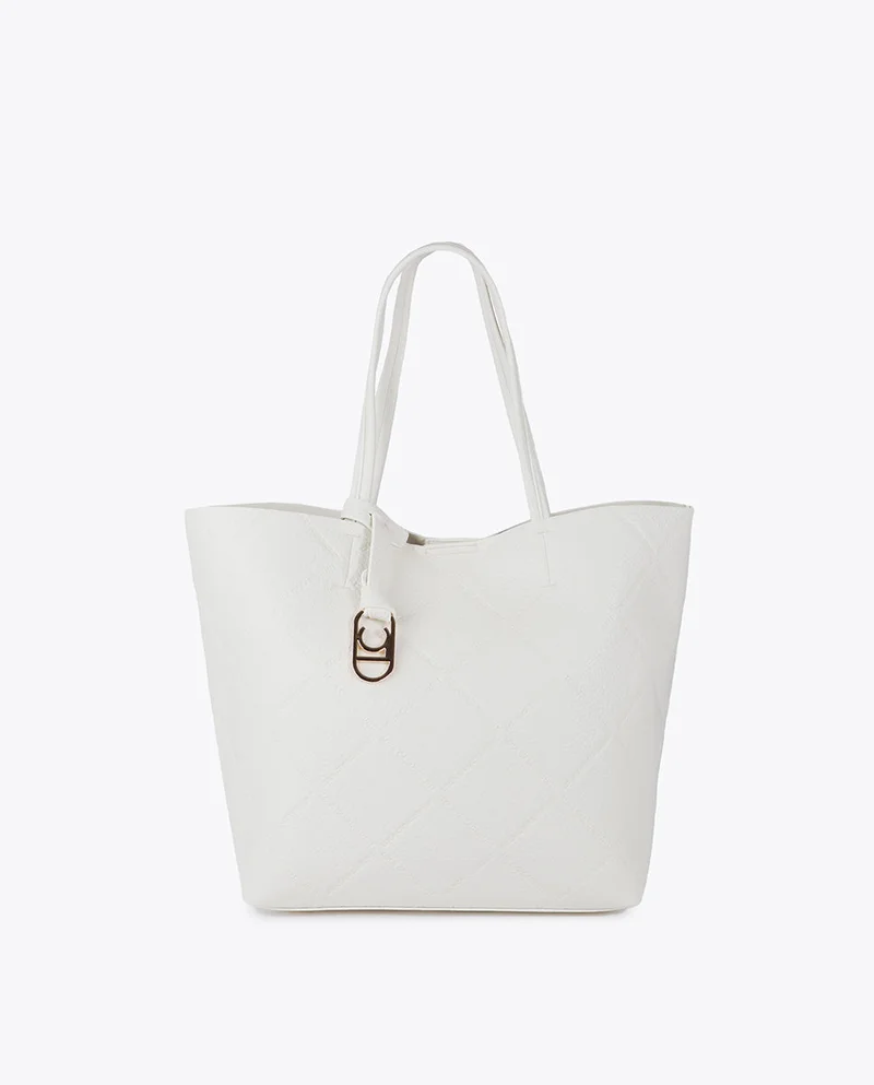 Lola Casademunt Faux Leather Monogram Shopper with Oval Logo Charm