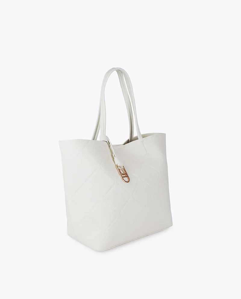 Lola Casademunt Faux Leather Monogram Shopper with Oval Logo Charm