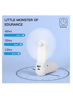 Handheld Fan with 4500 mAh Powerbank Max 46 Hours Runtime, Pocket Fan with Portable Battery Operated or USB Powered, Folding Personal Fan (White/3 Speeds) - pzsku/ZFF6DF02C8ABED68AFAFFZ/45/_/1720061771/d77a6572-22fd-436f-bb5c-e865e78c4783