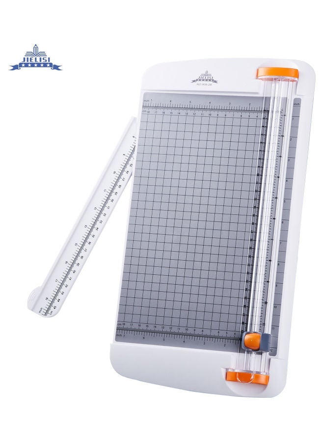 NIBEMINENT A4 Rotary Paper Cutter With Sliding Blade White - Image 5