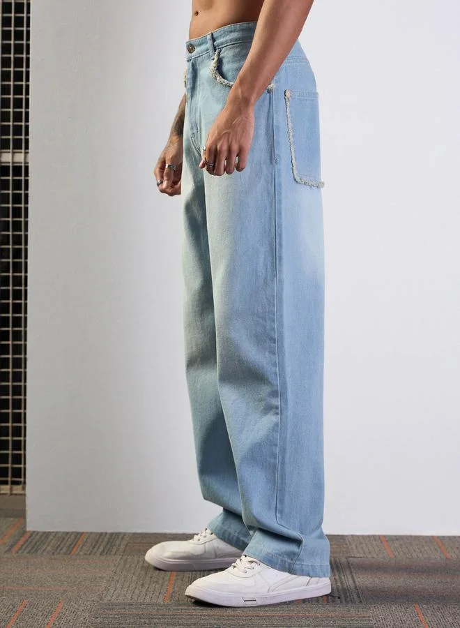 Mascln Sassafras Mascln Sassafras Mid Rise Relaxed Fit Faded Baggy Jeans
