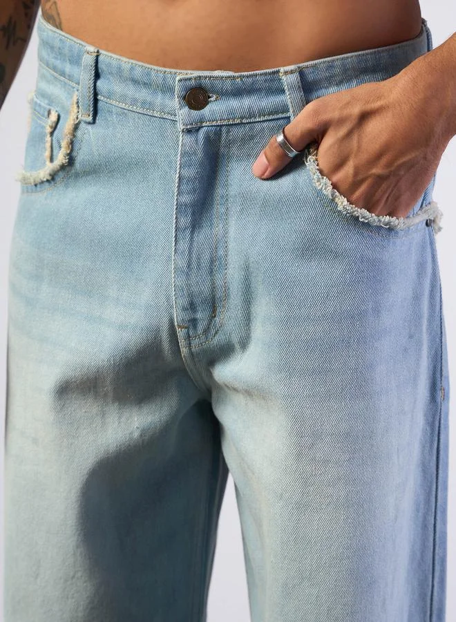 Mascln Sassafras Mascln Sassafras Mid Rise Relaxed Fit Faded Baggy Jeans