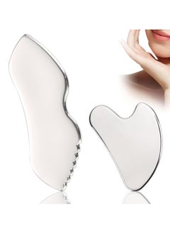 Chabeia 2PCS Stainless Steel Gua Sha Tool – Face and Body Massage Tool with Comb Edges, Suitable for Neck, Face, and Body Beauty Care  - Image 1