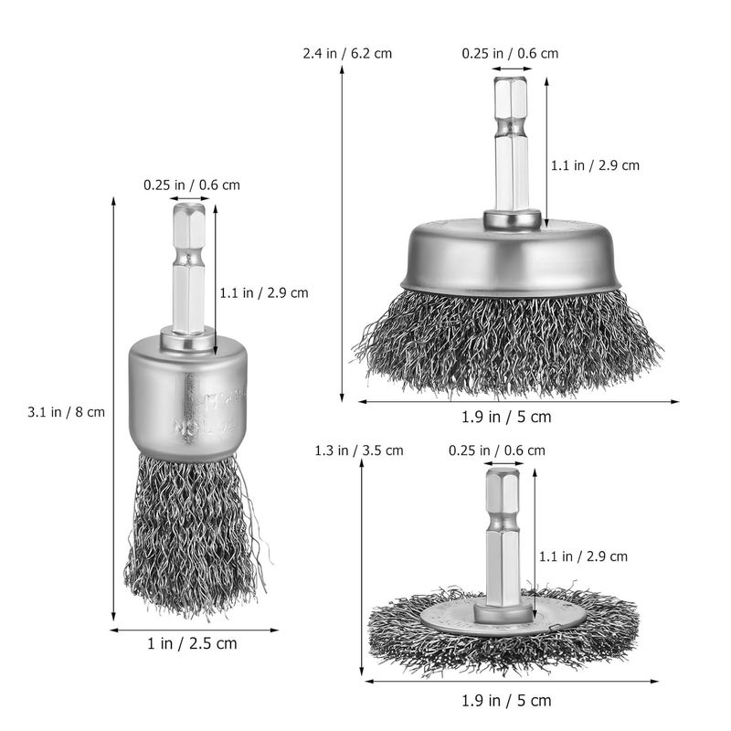 15Pcs Galvanized Iron Wire Wheel Brushes Hex Shank Drill Attachment for Metal Wood Cleaning Polishing - Image 3