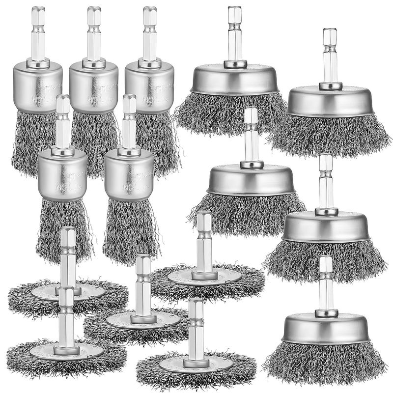 15Pcs Galvanized Iron Wire Wheel Brushes Hex Shank Drill Attachment for Metal Wood Cleaning Polishing - Image 2