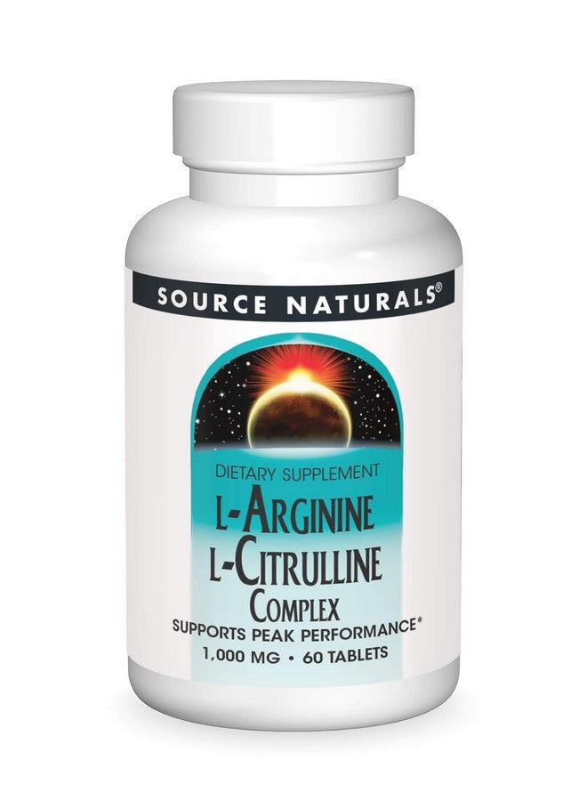 Source Naturals مركب لارجينين إل سيترولين 1000 ملغ مكمل أحماض أمينية أساسية 60 قرص - Image 1