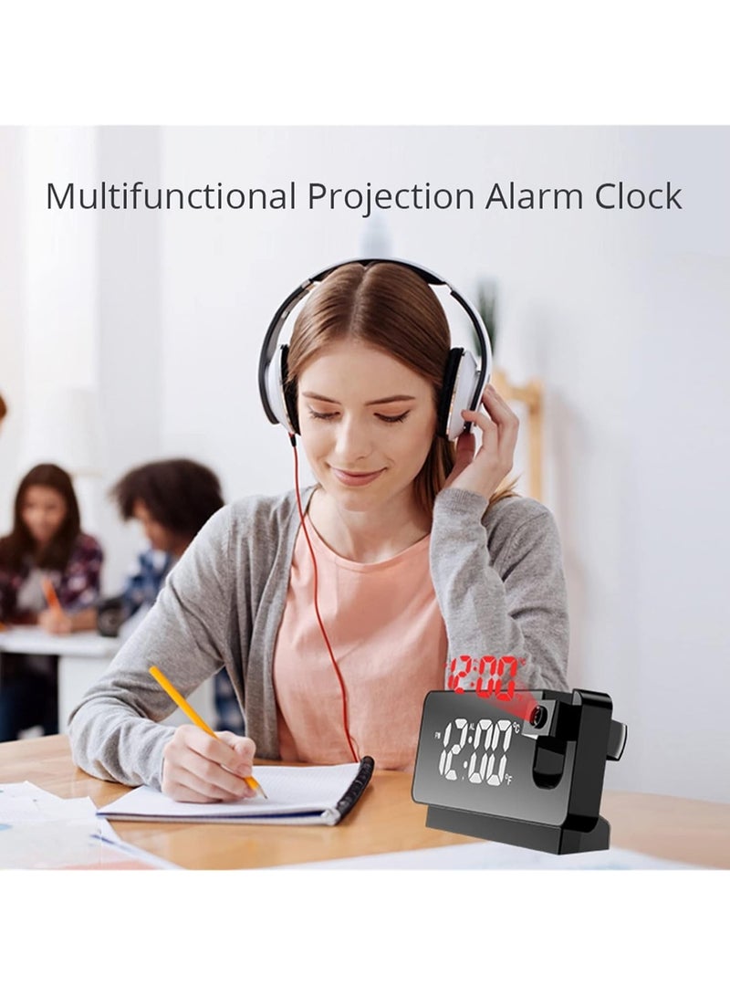 general LED Digital Smart Alarm Clock Watch Table Electronic Desktop Clock USB Clock with 180D Time Projector Snooze Humidity - Image 2