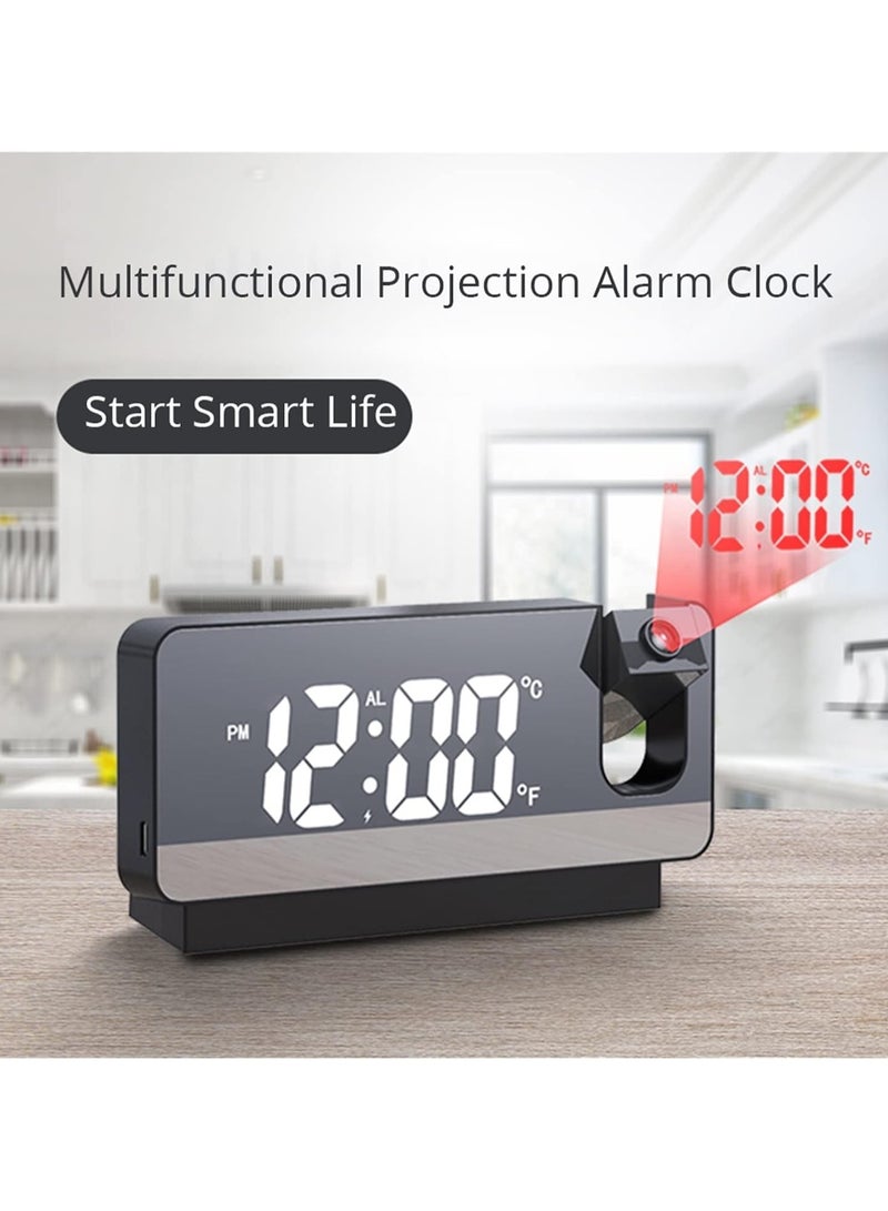 general LED Digital Smart Alarm Clock Watch Table Electronic Desktop Clock USB Clock with 180D Time Projector Snooze Humidity - Image 3