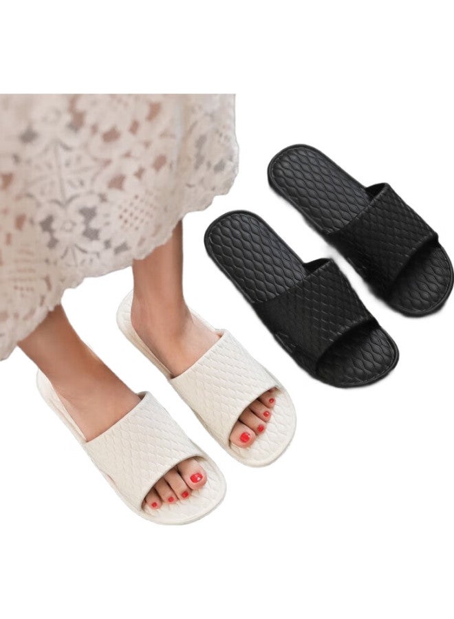 GUOLUOFEI Men'S And Women'S Indoor Anti-Slip Bath Slippers For Home Use White 40-41 - Image 2