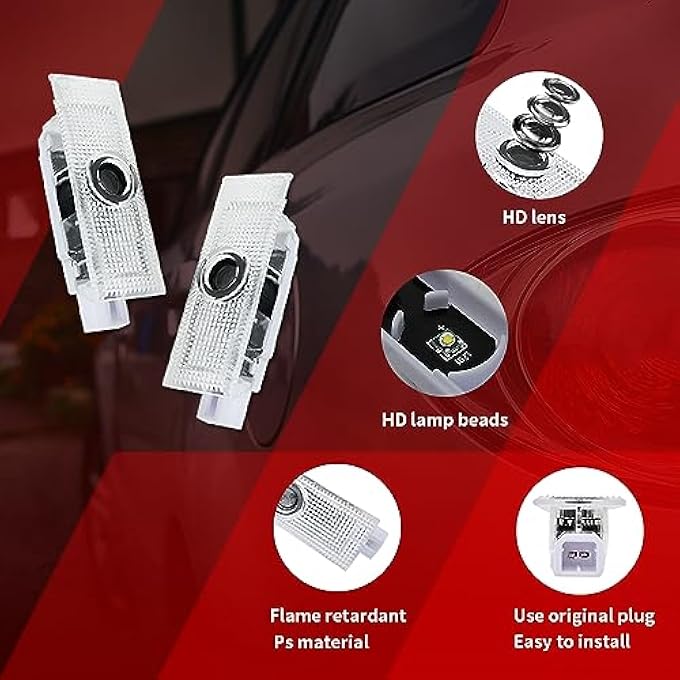uuakarin قطعتان من مصابيح شعار باب السيارة من Last Call متوافقة مع سيارة Challenger Last Call 2015Present Courtesy LED Ghost Shadow Light Projector Lamp Accessories Last Call - Image 3