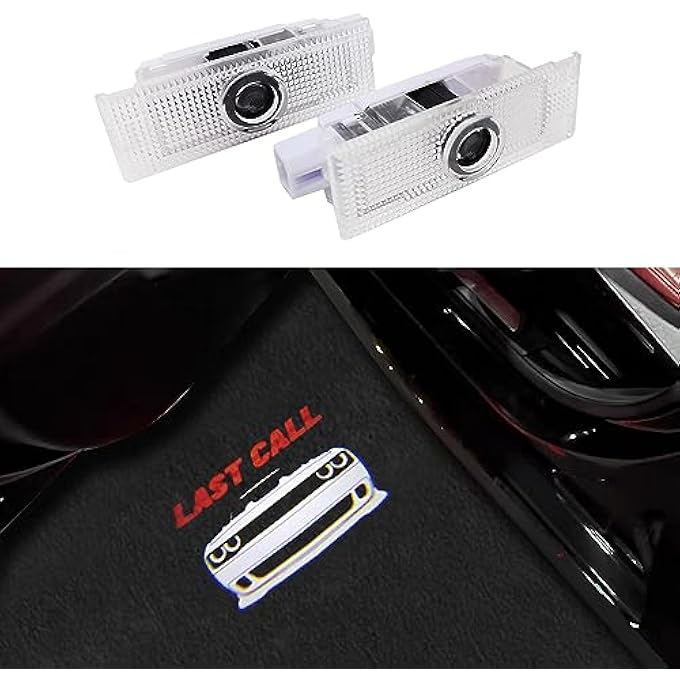 uuakarin قطعتان من مصابيح شعار باب السيارة من Last Call متوافقة مع سيارة Challenger Last Call 2015Present Courtesy LED Ghost Shadow Light Projector Lamp Accessories Last Call - Image 1