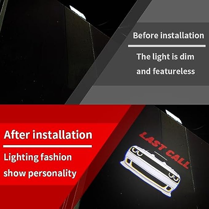 uuakarin قطعتان من مصابيح شعار باب السيارة من Last Call متوافقة مع سيارة Challenger Last Call 2015Present Courtesy LED Ghost Shadow Light Projector Lamp Accessories Last Call - Image 2