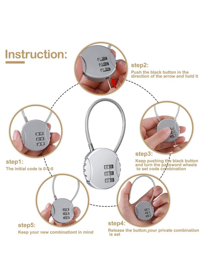 Bukela 4 Pieces 3 Digit Combo Number Locks, Combination Locks, Luggage Lock Waterproof Travel Padlocks for School Gate Fence Cabinet Toolbox Suitcase Gym, Hasp Storage (Black, Silver ) - Image 3