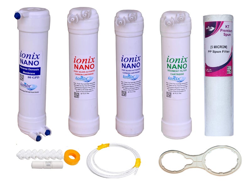 Ionix Nano Filters For water purifiers, Compatible Filters for Aquasure Nano, Use in LG, whirlpool, Zero B and all RO's with Small size filters (Full Filter Kit with Nano Filters) - Image 1