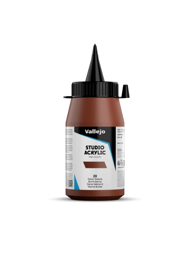 ألوان أكريليك احترافية للفنانين والاستوديوهات - سيينا محروقة، صبغة عالية، تغطية سلسة على القماش والخشب - 500 مل