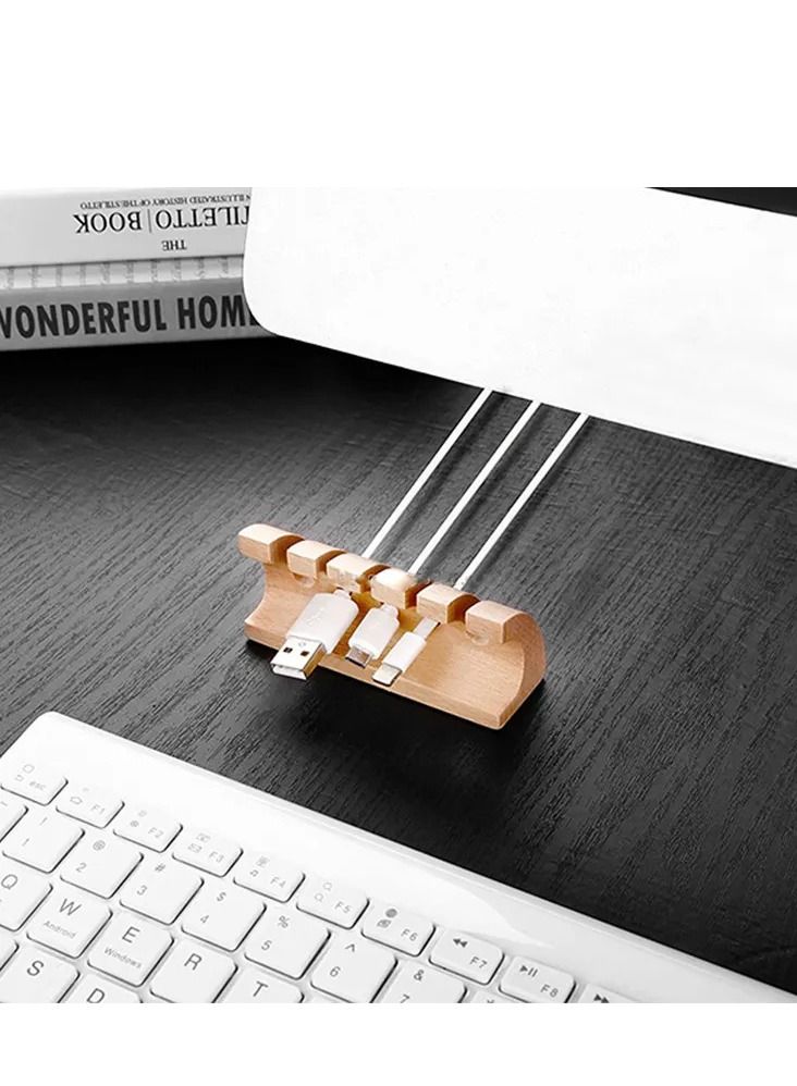 Altheqa Desktop wire Earphone clip Cord Management computer USB Desktop wooden Tidy Cable Organizer - Image 3