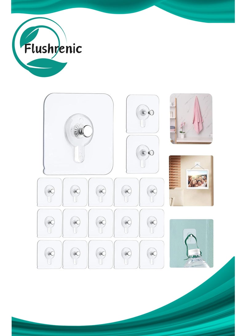 فلوشرينيك 18 قطعة خطافات صور ذاتية اللصق، خطافات حائط لاصقة مقاومة للماء، شماعات صور حائط، شماعات حائط، شماعات حائط شديدة التحمل، بدون مسامير للتعليق، لمكتب حمام المطبخ في المنزل - Image 1