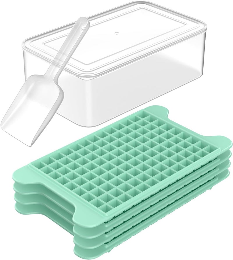 FDDBI Mini Ice Cube Tray Set with Bin - 4 Trays for 117 Small Ice Cubes - Image 1