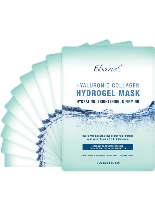 Ebanel 10Pack Hydrogel Collagen Mask For Face, Instant Brightening Hydrating Face Mask Sheet Mask For Firming, Lifting Anti Aging Anti Wrinkle With Hyaluronic Acid, Peptide, Aloe Vera, Vitamin C & E - Image 1