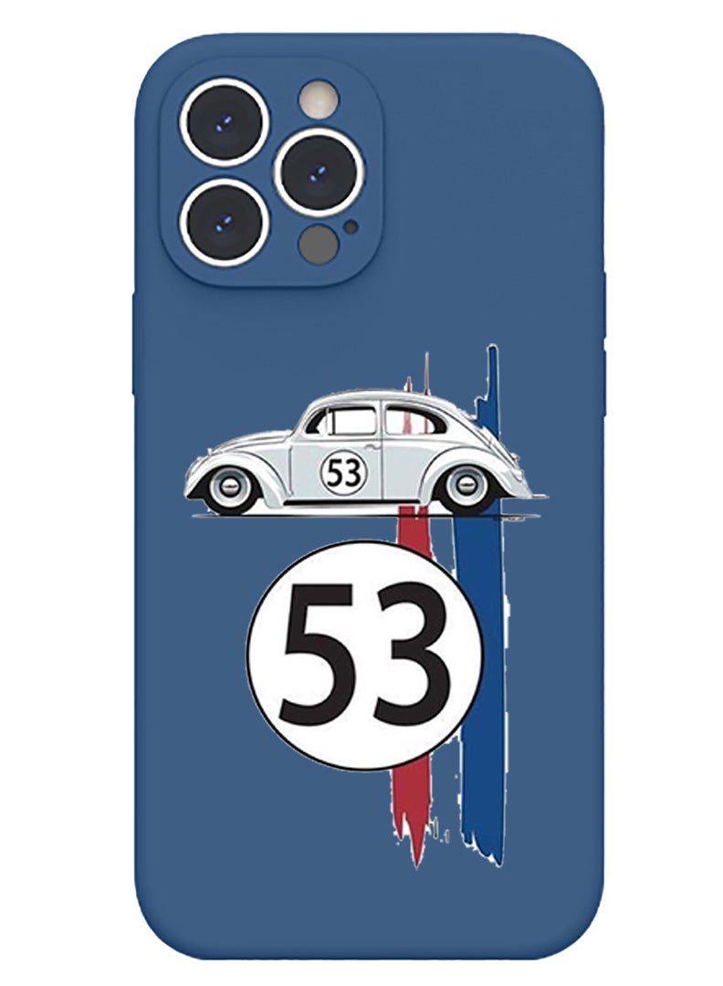 Theodor Protective Slim Fit Case Liquid Silicone Cover with Full Body Protection Anti-Scratch Shockproof Case For iPhone 13 Pro Max Blue  - Car horse copy - Image 1