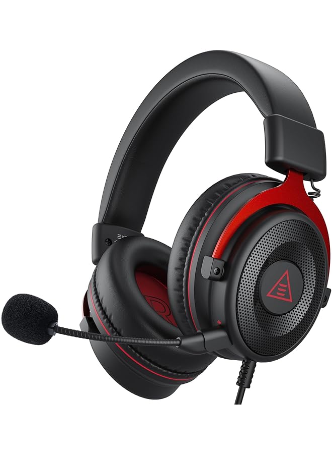 EKSA Gaming Headset Ps4 Headset Wired Gaming Headphones With Noise Cancelling Mic Over Ear Computer Headset Compatible With Ps5/Ps4/Pc/Xbox One/Laptop (Red) - Image 1