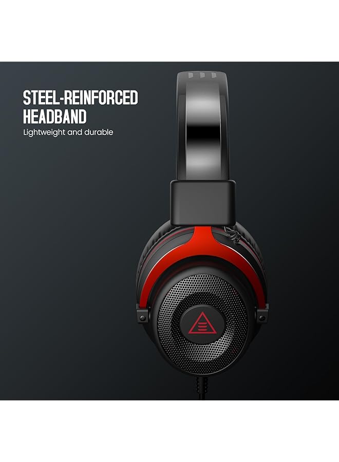EKSA Gaming Headset Ps4 Headset Wired Gaming Headphones With Noise Cancelling Mic Over Ear Computer Headset Compatible With Ps5/Ps4/Pc/Xbox One/Laptop (Red) - Image 5