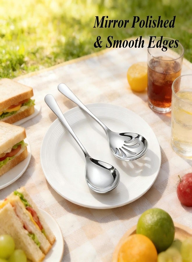 Shrandi Extra Large Serving Spoons Set, 9.9 Inch Serving Spoon and Slotted Spoon, Stainless Steel Large Serving Utensils for Buffet, Parties, Catering & Kitchen (2PCS Silver) - Image 4