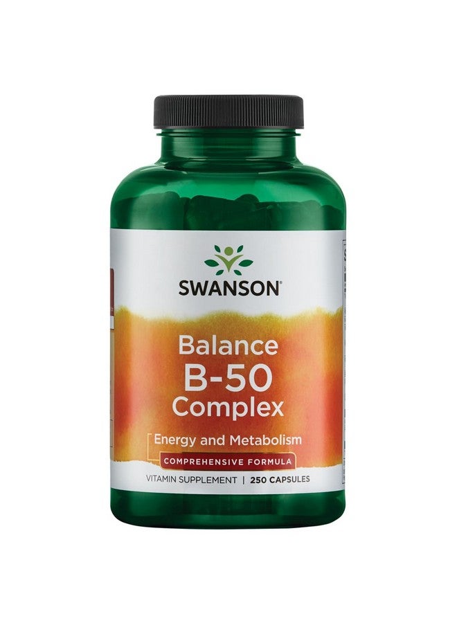 Swanson B-50 B-Complex - B Vitamin Complex with High Potency & Bioavailability - Promotes Immune System Support, Aids Heart Health, & Supports Healthy Nervous System - (250 Capsules) - Image 1