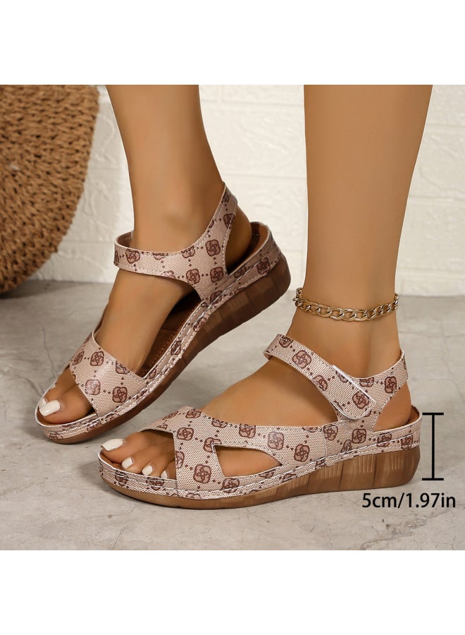 Plus-size Women's Shoes Southeast Asia Velcro Thick-soled Sandals For Women Outdoor Wear Sched Wedge Beach Sandals