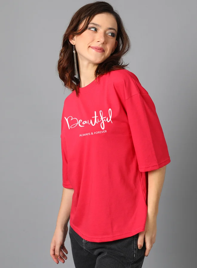 Kotty Slogan Print Short Sleeve Oversized T-Shirt