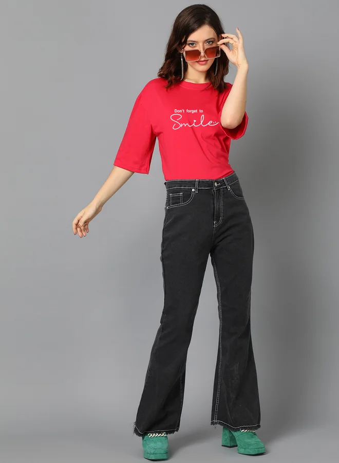 Kotty Slogan Print Short Sleeve Oversized T-Shirt