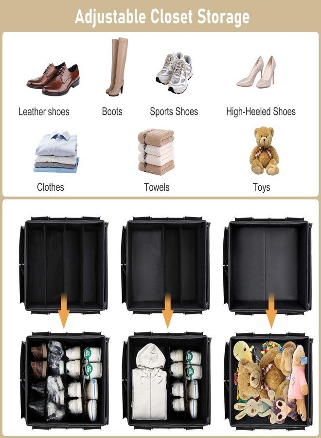 Lukeline Rolling Shoe Organizer for Closet，Foldable Shoe Storage Organizer with Clear Cover and Adjustable Dividers，Stackable Fabric Shoe Storage Box for Entryway，Portable Holder Shoe Rack - Image 5