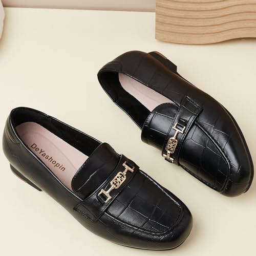 DeYashopin Women's Loafer Shoes Leisure Slip On Work Shoes Comfort Walking Flats Black Stone 8 - Image 5